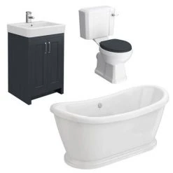 Chatsworth Graphite Close Coupled Roll Top Bathroom Suite -Cloakroom Suites Shop CCCBKBS d5 460