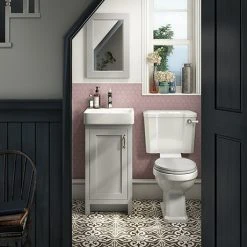 Chatsworth Traditional Grey Cloakroom Suite (Vanity Unit + Close Coupled Toilet)