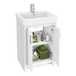 Chatsworth White Traditional Shower Bath Suite - 1700mm with Brushed Brass Screen + White Leg Set -Cloakroom Suites Shop CHTWS17 d4 460