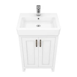 Chatsworth White Traditional Shower Bath Suite - 1700mm with Brushed Brass Screen + White Leg Set -Cloakroom Suites Shop CHTWS17 d5 460