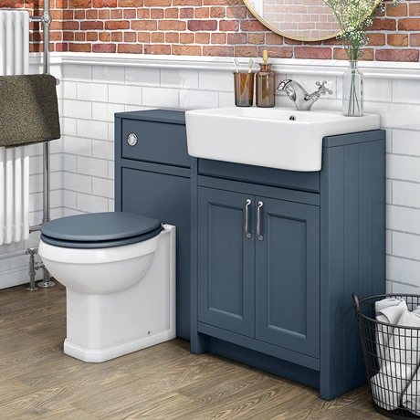 Chatsworth Traditional Blue Semi-Recessed Vanity Unit + Toilet Package 2 Chatsworth Traditional Blue Semi-Recessed Vanity Unit + Toilet Package
