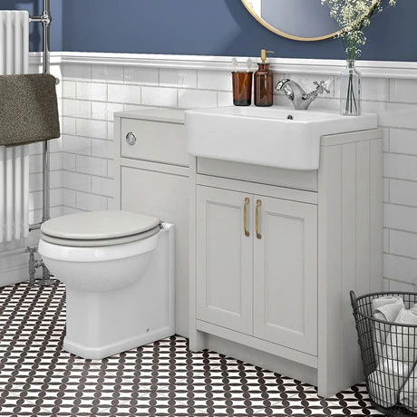 Chatsworth Traditional Grey Semi-Recessed Vanity Unit + Toilet Package 3 Chatsworth Traditional Grey Semi-Recessed Vanity Unit + Toilet Package