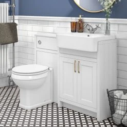 Chatsworth Traditional White Semi-Recessed Vanity Unit + Toilet Package