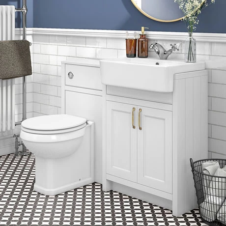 Chatsworth Traditional White Semi-Recessed Vanity Unit + Toilet Package 3 Chatsworth Traditional White Semi-Recessed Vanity Unit + Toilet Package