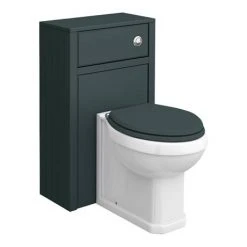 Chatsworth Traditional Green Semi-Recessed Vanity Unit w. Matt Black Handles + Toilet Package -Cloakroom Suites Shop CSR6WCGRNMB d2 460
