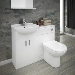 Cove 1050mm Vanity Unit Cloakroom Suite (Gloss White - Depth 300mm) -Cloakroom Suites Shop CV1050CS d3 460
