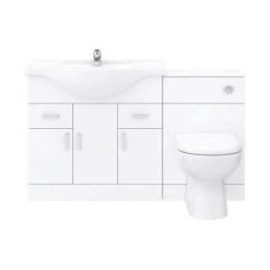 Cove 1320mm Vanity Unit Suite + Tap (High Gloss White - Depth 330mm) -Cloakroom Suites Shop CV1320BST D5 460 1