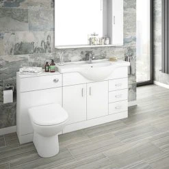 Cove 1520mm Vanity Unit Bathroom Suite (High Gloss White - Depth 330mm)