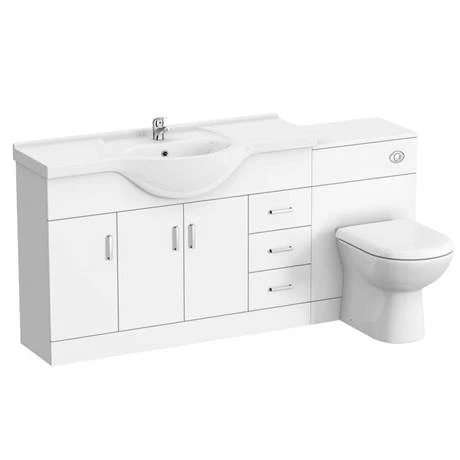 Cove 1700mm Vanity Unit Suite + Tap (High Gloss White - Depth 330mm) 6 Cove 1700mm Vanity Unit Suite + Tap (High Gloss White - Depth 330mm) - Image 4
