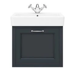 Chatsworth Wall Hung Graphite Vanity with Chrome Handle & Low Level Toilet -Cloakroom Suites Shop CWH560BLKCLL d1 460