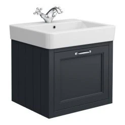 Chatsworth Wall Hung Graphite Vanity with Chrome Handle & Low Level Toilet -Cloakroom Suites Shop CWH560BLKCLL d3 460