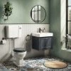 Chatsworth Wall Hung Graphite Vanity with Chrome Handle & Low Level Toilet -Cloakroom Suites Shop CWH560BLKCLL p