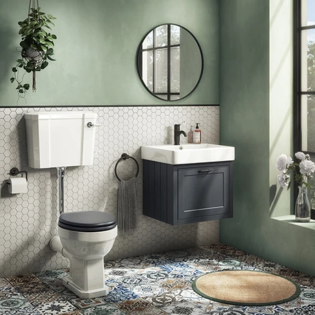 Chatsworth Wall Hung Graphite Vanity with Matt Black Handle & Low Level Toilet 3 Chatsworth Wall Hung Graphite Vanity with Matt Black Handle & Low Level Toilet