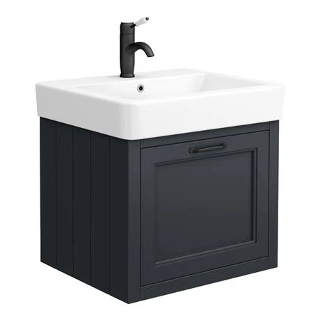 Chatsworth Wall Hung Graphite Vanity with Matt Black Handle & Low Level Toilet 4 Chatsworth Wall Hung Graphite Vanity with Matt Black Handle & Low Level Toilet - Image 2