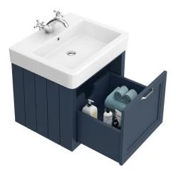 Chatsworth Wall Hung Blue Vanity with Chrome Handle & Low Level Toilet -Cloakroom Suites Shop CWH560BLUCLL d2 460