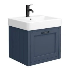 Chatsworth Wall Hung Blue Vanity with Matt Black Handle & Low Level Toilet -Cloakroom Suites Shop CWH560BLUMBLL d1 460