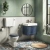 Chatsworth Wall Hung Blue Vanity with Matt Black Handle & Low Level Toilet -Cloakroom Suites Shop CWH560BLUMBLL p
