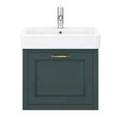 Chatsworth Wall Hung Green Vanity with Brass Handle & Low Level Toilet -Cloakroom Suites Shop CWH560GRNBLL d1 460