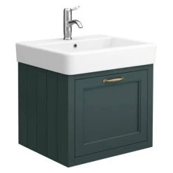 Chatsworth Wall Hung Green Vanity with Brass Handle & Low Level Toilet -Cloakroom Suites Shop CWH560GRNBLL d2 460