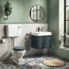 Chatsworth Wall Hung Green Vanity with Matt Black Handle & Low Level Toilet -Cloakroom Suites Shop CWH560GRNMBLL p