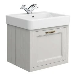 Chatsworth Wall Hung Grey Vanity with Brass Handle & Low Level Toilet -Cloakroom Suites Shop CWH560GRYBLL d3 460