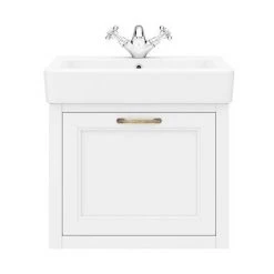 Chatsworth Wall Hung White Vanity with Brass Handle & Low Level Toilet -Cloakroom Suites Shop CWH560WHTBLL d1 460