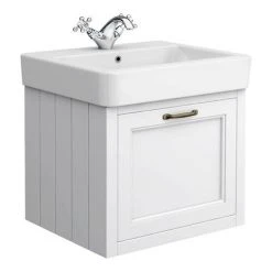 Chatsworth Wall Hung White Vanity with Brass Handle & Low Level Toilet -Cloakroom Suites Shop CWH560WHTBLL d3 460