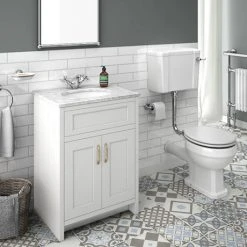 Chatsworth White Marble 4-Piece Low Level Bathroom Suite