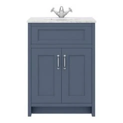 Chatsworth White Marble Traditional Blue Vanity Unit + Toilet Package -Cloakroom Suites Shop CWM610WCBLU n d1 460