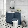 Chatsworth White Marble Traditional Blue Vanity Unit + Toilet Package -Cloakroom Suites Shop CWM610WCBLU p