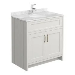 Chatsworth White Marble 810mm Traditional Grey Vanity Unit + Toilet Package -Cloakroom Suites Shop CWM810WCGRY d6 460