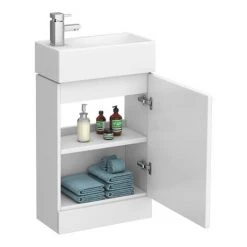 Nuie Cubix Gloss White Vanity Unit with Concealed Cistern, D-Shaped BTW Pan & Soft Close Seat 12 Nuie Cubix Gloss White Vanity Unit with Concealed Cistern, D-Shaped BTW Pan & Soft Close Seat -Cloakroom Suites Shop CXCCDBTWP d5 460