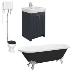 Chatsworth High Level Graphite Roll Top Bathroom Suite inc. Black Bath 11 Chatsworth High Level Graphite Roll Top Bathroom Suite inc. Black Bath -Cloakroom Suites Shop Chatsworth High Level Graphite Roll Top Bathroom Suite n detail1 460
