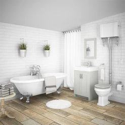 Chatsworth High Level Grey Roll Top Bathroom Suite