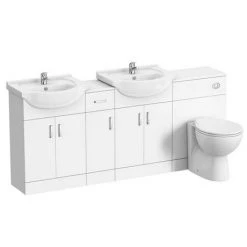 Cove 1850mm Double Basin Vanity Unit Suite (High Gloss White - Depth 300mm)