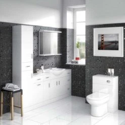 Cove 6 Piece Vanity Unit Bathroom Suite (High Gloss White - Depth 300mm)