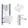 Grohe Solido Euro/Arena COMPLETE Wall Hung Suite (600mm Basin + Cosmo Smart Tap) -Cloakroom Suites Shop EURWHPAK1 n p1