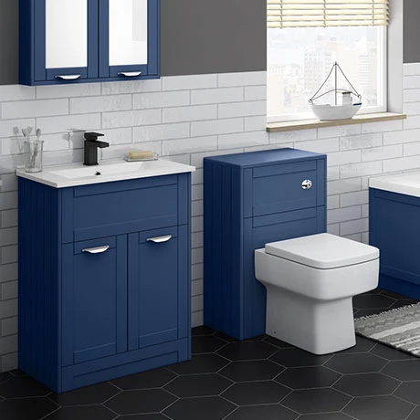 Keswick Blue 620mm Sink Vanity Unit + Toilet Package 3 Keswick Blue 620mm Sink Vanity Unit + Toilet Package