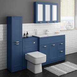 Keswick Blue 1015mm Sink Vanity Unit, Tall Boy + Toilet Package