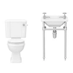 Keswick 4-Piece Traditional Cloakroom Suite - 2 Tap Hole -Cloakroom Suites Shop KES CS 4PC n d2 460