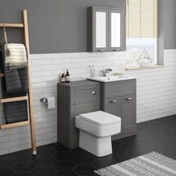 Keswick Grey 620mm Sink Vanity Unit + Toilet Package -Cloakroom Suites Shop KES GRY PK1 d6 460