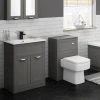 Keswick Grey 620mm Sink Vanity Unit + Toilet Package