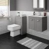 Keswick Grey Wall Hung 2-Door Vanity Unit + Toilet Package