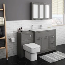 Keswick Grey 1015mm Sink Vanity Unit + Toilet Package