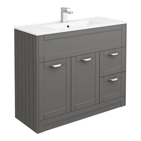 Keswick Grey 1015mm Sink Vanity Unit, Tall Boy + Toilet Package 4 Keswick Grey 1015mm Sink Vanity Unit, Tall Boy + Toilet Package - Image 2