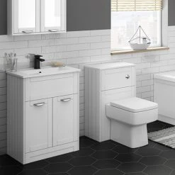 Keswick White 620mm Sink Vanity Unit + Toilet Package