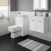 Keswick White Wall Hung 2-Door Vanity Unit + Toilet Package -Cloakroom Suites Shop KES WHT PK3 p