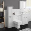 Keswick White Sink Vanity Unit, Storage Unit, Tall Boy + Toilet Package -Cloakroom Suites Shop KES WHT PK5 np
