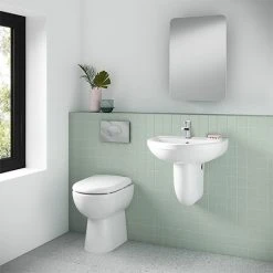 Milton 1TH Classic Bathroom Suite (BTW Pan, Concealed Cistern, Wall Hung Basin)