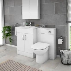 Toreno 1100mm Gloss White Vanity Unit Bathroom Suite - Depth 400/200mm -Cloakroom Suites Shop MOD1100PAN d5 460